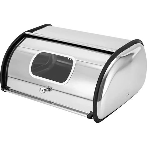 Boîte à pain, Acier inoxydable, Grande capacité de stockage, Argent (1/2)