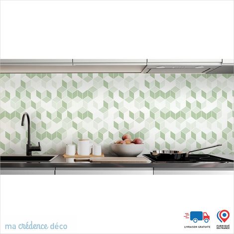 Crédence : Cubes et couleurs 2 - Couleur Vert blanc - Alu composite - 60 - 120 (1/3)