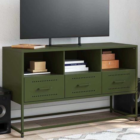 TV-Schrank Olivgrün 100,5x39x60,5 cm Stahl