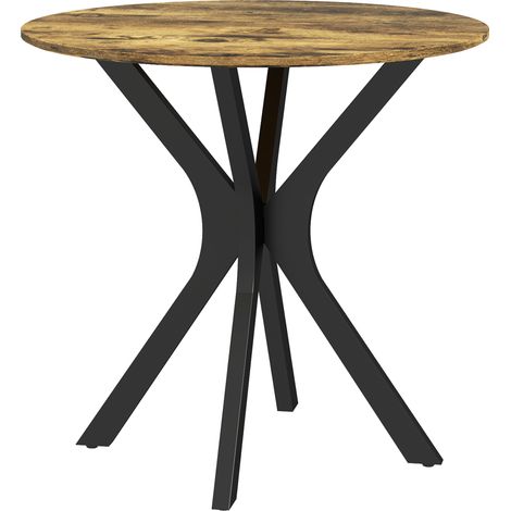 Table de cuisine ronde pour 2 personnes, structure en acier thermolaqué, Ø78 cm, brun rustique