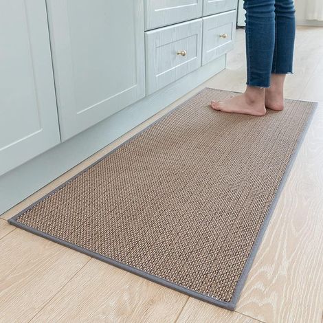 Chenille kitchen linen woven long strip mat, absorbent, non-slip, thickened, waterproof and oil-resistant - light gray - 40600.3CM