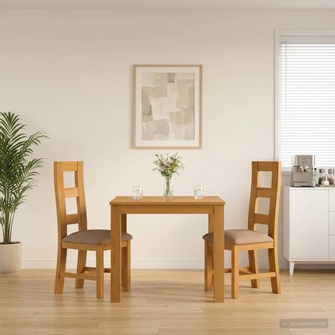 vidaXL Ensemble de salle à manger 3 pc Gris Bois de chêne massif (1/5)