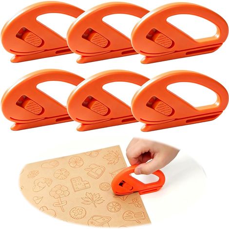 Lot de 6 cutters à lame coulissante pour cadeaux, avec lame remplaçable et poignée ergonomique. Outil de découpe idéal pour l'emballage, le film plastique et le bricolage. Accessoire pratique pour la (1/5)