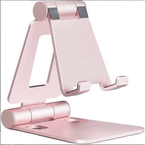 Support pour téléphone, tablette et liseuse, support de bureau pliable en alliage d'aluminium, angle réglable - or rose (1/5)