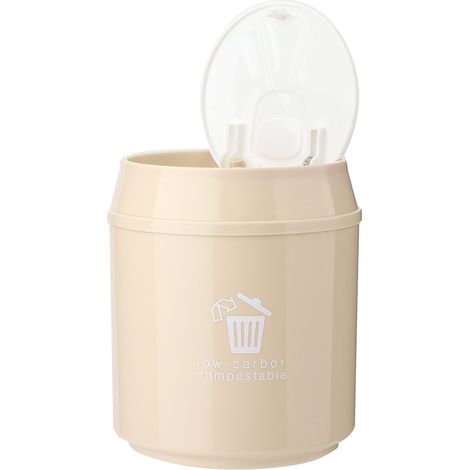 Poubelle de bureau Mini en PP avec couvercle à pression, 17,5 cm, couleur kaki, idéale pour salle de bain et maison (1/5)