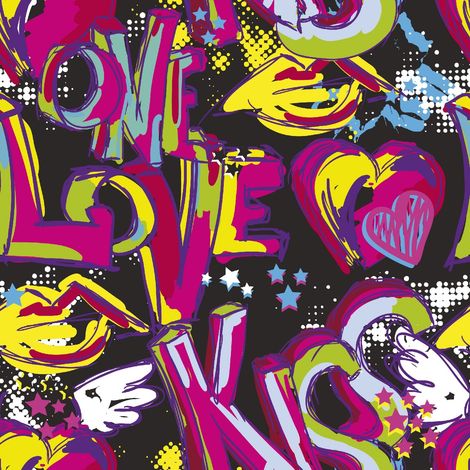 Telas decorativas para exteriores Oxford - Motivo Love Graffiti (1/5)
