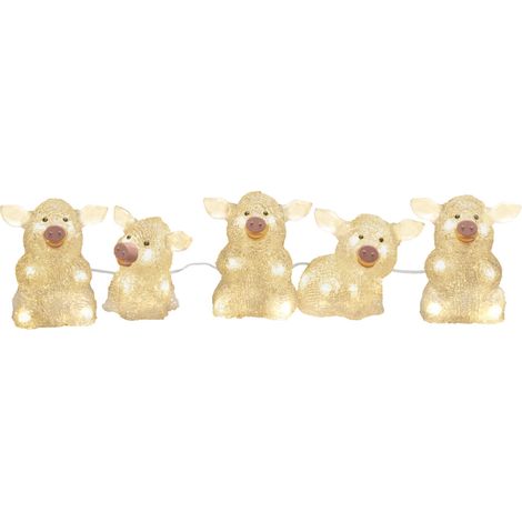Konstsmide LED Weihnachtsdeko Schweine 40 Dioden 5er Set warmweiß