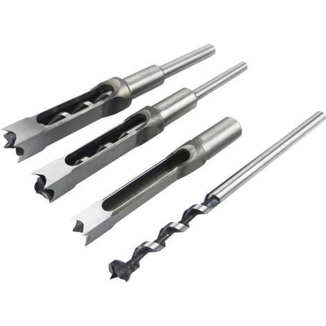 Ensemble de 4 forets carrés pour le travail du bois, burins à mortaiser en acier, scie cloche, outils électriques pour menuisier, diamètres : 1/2, 1/4, 5/16 et 3/8 pouce (1/5)