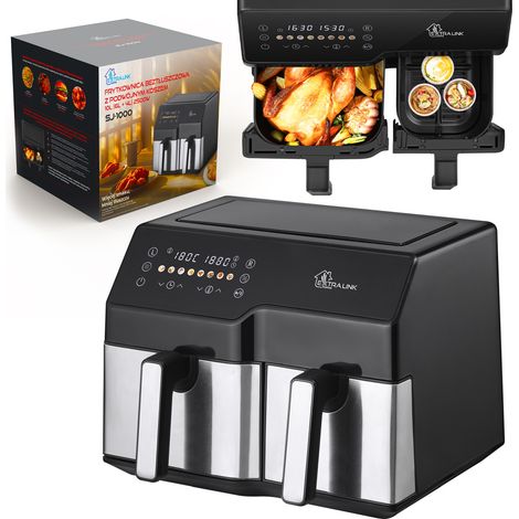 Extralink home air fryer sj-1000 10l eu air fryer de (6l+4l) 2500w (1/4)