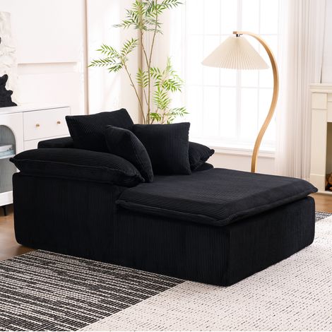 canape relax sans armature velours cotele 177 cm noir OKMYHOME (1/5)