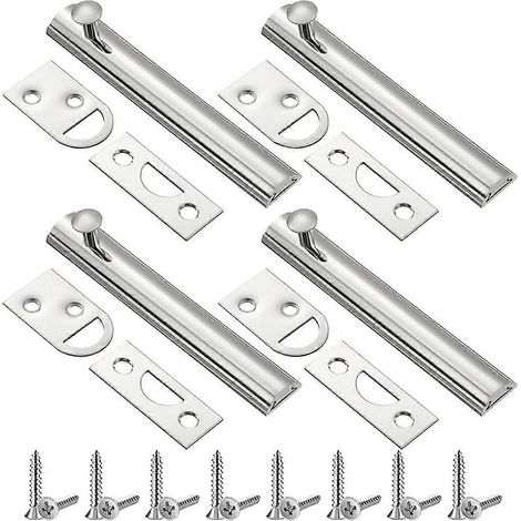 verrous coulissants pour porte, loquets de porte coulissants argentés (1/5)