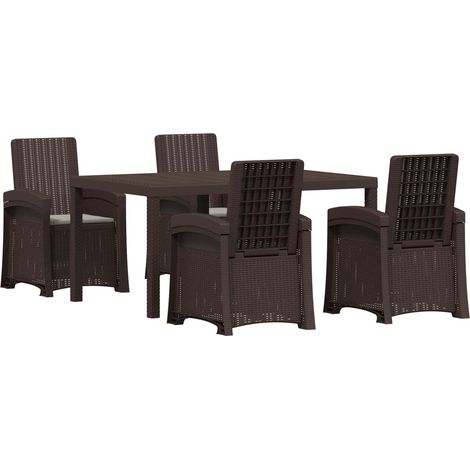 Maison Exclusive - Set da Pranzo per Giardino 5 pz Marrone e Grigio Chiaro PP (1/5)