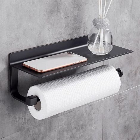 Porte-Sopalin Mural en Métal Noir – Distributeur d’Essuie-Tout 33 cm pour Cuisine – Fixation Murale Facile (1/4)
