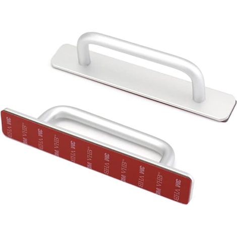 Lot de 2 poignées de porte autocollantes en alliage d'aluminium, à pousser et tirer, pour porte coulissante, sans perçage, pour portail, armoire, toilettes, 150 x 25 mm (1/5)