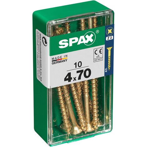 5 Boîte 10 Unités. Vis A Bois Spax Cab. Plat Yellox 4,0x70mm Spax (1/2)