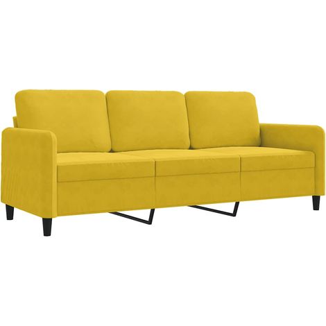 Canapé Sofa à 3 places Jaune 180 cm Velours (1/5)