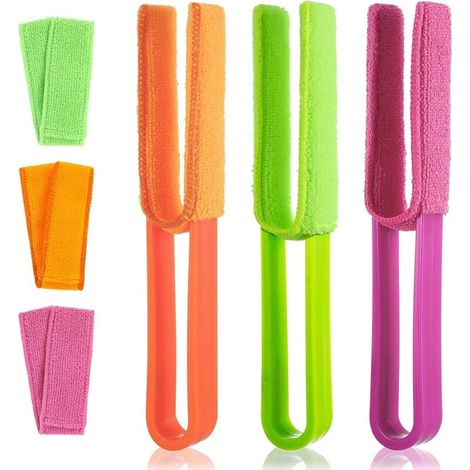 Lot de 6 brosses de nettoyage pour stores, brosses avec manchons en microfibre amovibles pour le nettoyage des fenêtres, climatiseurs et grilles d'aération. (1/5)