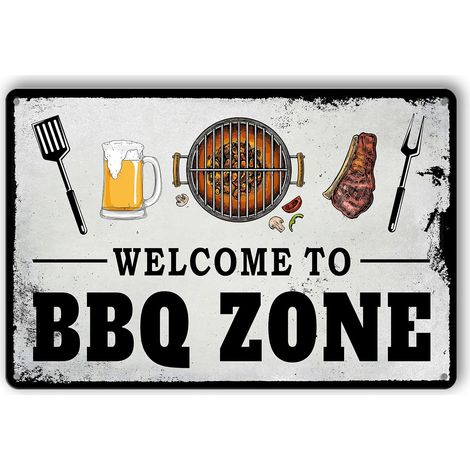 Plaque Métallique BBQ Vintage - 20x30 cm Décoration Murale de Grill et Cadeaux BBQ (1/5)
