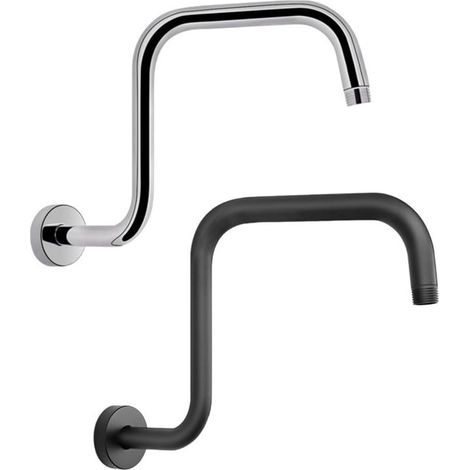 Support de douche argenté de 33 cm (13 pouces) à fixation au plafond avec bride - Bras d'extension effet pluie en acier inoxydable pour salle de bain - Support mural 32,5 cm (argent)
