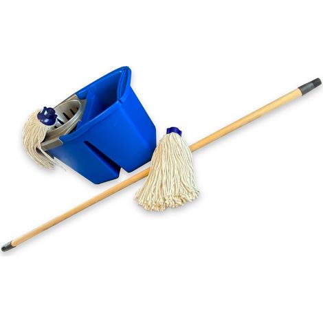 Kit balai à franges espagnol Seau double bac professionnel 2x7 litres - Quantité x 1 - Seau double bacs pro + 2 franges espagnoles