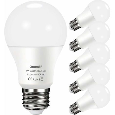 VURAHOME - Ampoule LED E27 9W 900LM Équivaut Ampoule à 60W, Blanc Froid 6000K, A60 culot à vis Edison E27, 220-240V - Lot de 6 (1/5)