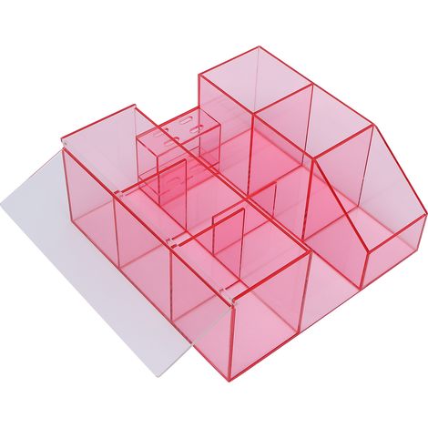 Boîte de rangement grande capacité pour outils de greffe de cils, nail art et tatouage (rose transparent) (1/5)