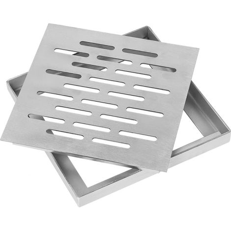 Couvercle de drainage de sol en acier inoxydable avec cadre : grille de drainage carrée antidérapante pour extérieur, jardin, salle de bain, terrasse, commerce (250 x 250 x 20 mm) (1/5)