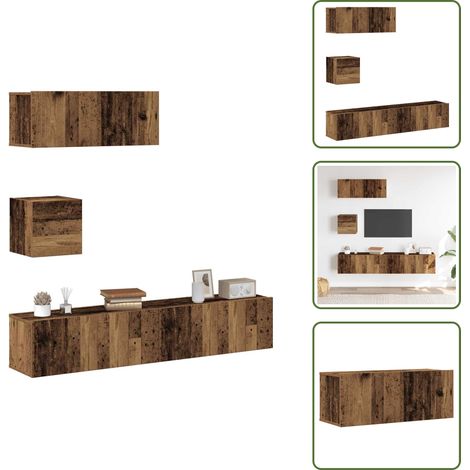 vidaXL Ensemble de meuble TV mural 4 pcs vieux bois bois d'ingénierie (1/5)