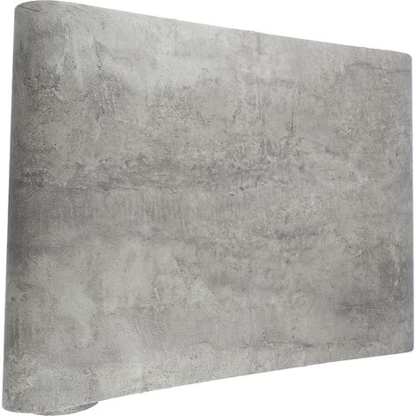 Papier Peint Adhésif PVC - 40 x 900 cm - Gris Ciment - Style Rétro - Autoadhésif Facile à Découper - 1 Rouleau + Cutter