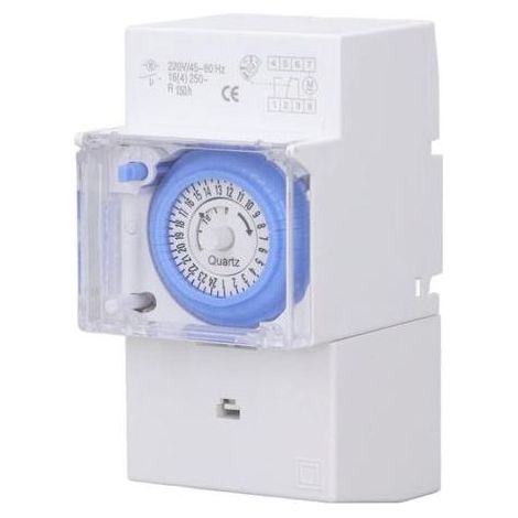 AC230V-Minuterie Mécanique Étanche, Horloge Programmable 24h Programmateur pour Chauffe Eau Électrique (1/4)