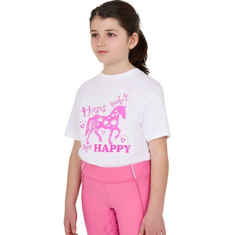 8 anni, Nero: T-shirt in cotone per bambina stampa Horses Make Me Happy (1/4)