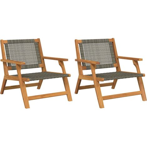 Chaises de Jardin 2 pcs,Chaise d'extérieur Grises 76x67x73.5 cm Bois d'Acacia Solide CFW733611 (1/5)