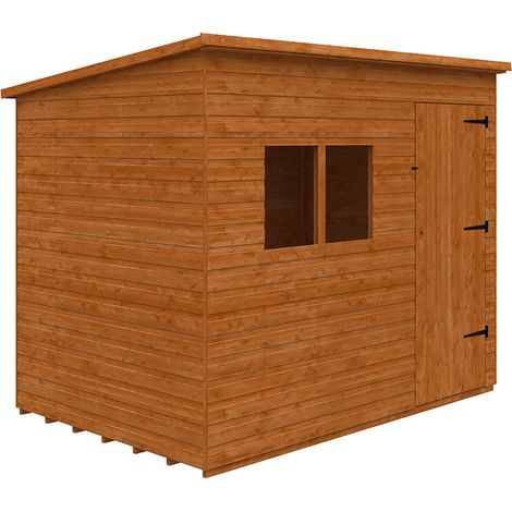9 x 6 Feet Deluxe Pent 12mm Shed - Solid Wood/Softwood/Pine - L265 x W175 x H217.3 cm - Burnt Orange
