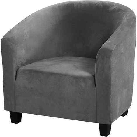 Housse De Chaise Club,Housses De Chaise De Baignoire en Velours Extensible Housses De Canapé Souples pour Fauteuil Protecteur De Meubles (Gris, Velours)-Fei Yu (1/4)