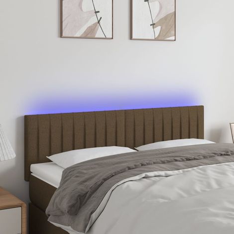 Tête de lit à LED - Design industriel - Pour Lit adulte - Marron Foncé 144x5x78/88 cm Tissu Chic-546455 (1/5)