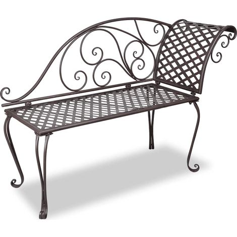 vidaXL Banco tumbona de jardín de acero marrón envejecido 128 cm (1/5)