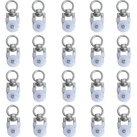 Lot de 20 roulettes pour tringle à rideaux, roulettes de guidage, galets de tringle à rideaux, poulie silencieuse, roulettes doubles pour tringle à rideaux. (1/5)