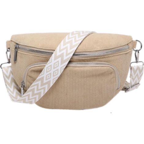 Sac banane en velours côtelé de grande capacité pour femme - Sac banane de voyage pour promener le chien (1/5)