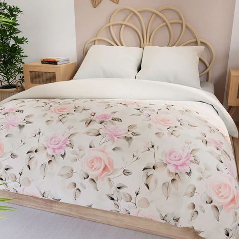 Parure de lit en satin de coton ROSALINA - rose dream, écru, rose - 160x200cm