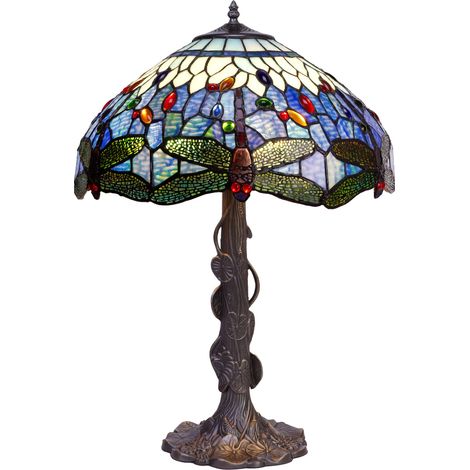 Pied de lampe de table Tiffany avec feuilles Série Belle Epoque D-40cm