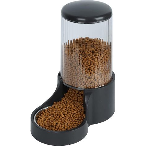 Distributeur automatique de croquettes pour chats et petits chiens, grande capacité (3,8 L), avec bol en acier inoxydable et minuterie programmable (noir).
