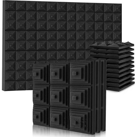 Lot de 12 panneaux de mousse acoustique, 30 x 30 x 5 cm, panneaux insonorisants, ignifuges et absorbant le bruit (sans adhésif) (1/5)
