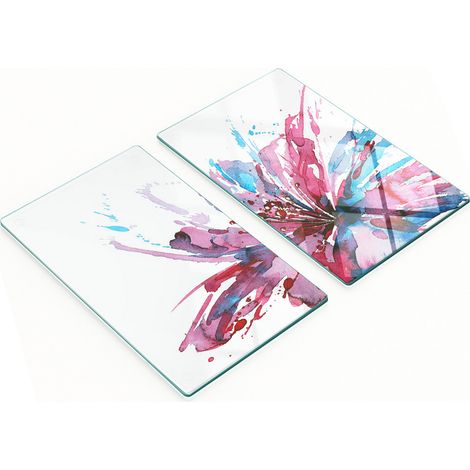 Tableros de vidrio duraderos y elegantes con un estampado floral abstracto de 2x30x52 cm.