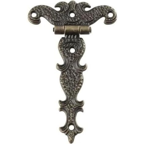 Bisagras decorativas de cobre grabado de estilo vintage para puertas de armarios y joyeros (1 unidad), color cobre. (1/5)