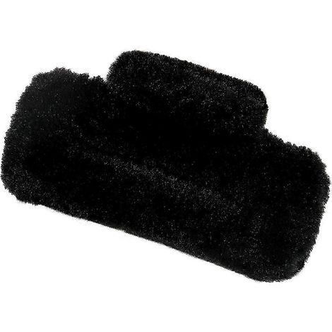 Pince à cheveux rectangulaire douce et moelleuse pour femme, grande taille, design antidérapant, accessoire de coiffure.-Black (1/5)