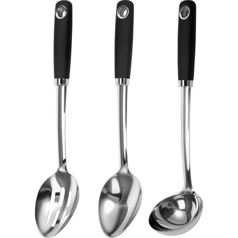 Set aus drei Küchenlöffeln aus Edelstahl
