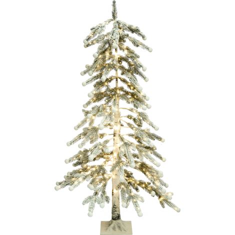 Artificial Christmas Tree White Synthetic Material 125 cm LED Lights Outdoor & Indoor Modern Style Holiday Decor HASSLAN