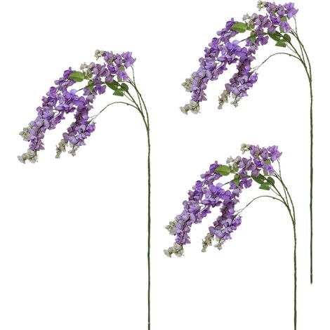 Künstliche Glyzinienzweige, 99 cm lange Stiele, Seiden-Glyzinienblütenkette für Zuhause und Balkon, Lila (1/3)