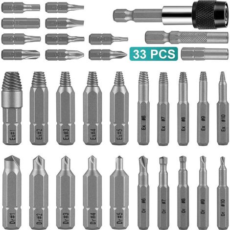 SABIR 33-in-1-Schraubenausdreher, Ausdreher für beschädigte Schrauben, Ausdreher für beschädigte Schrauben mit Schraubendreher-Set, Bolzenausdreher für beschädigte Bolzen oder Schrauben (1/5)