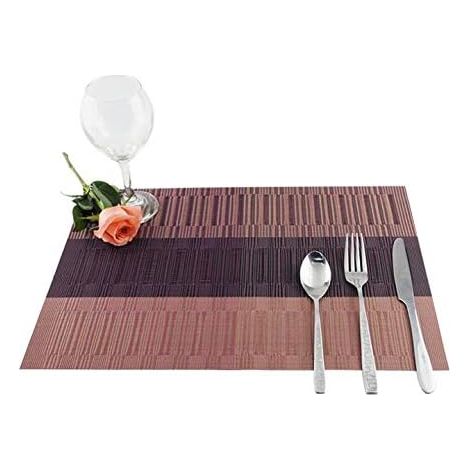Set mit 6 abwaschbaren PVC-Tischsets, modern, hitzebeständig und rutschfest, für Küche und Esszimmer, 45 x 30 cm (rot-schwarzer Farbverlauf)